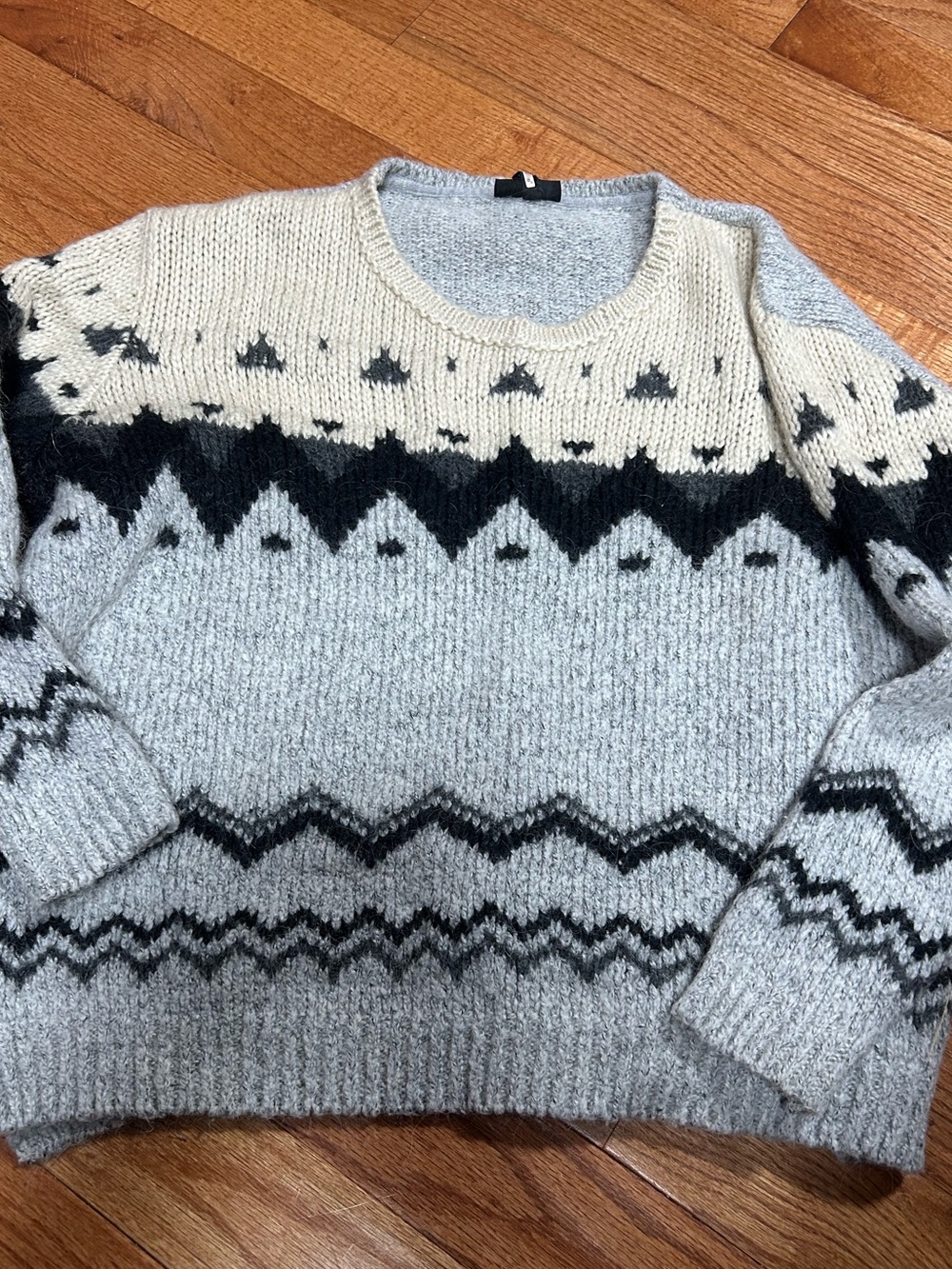 TOPSHOP Light Gray Crewneck Knit Sweater